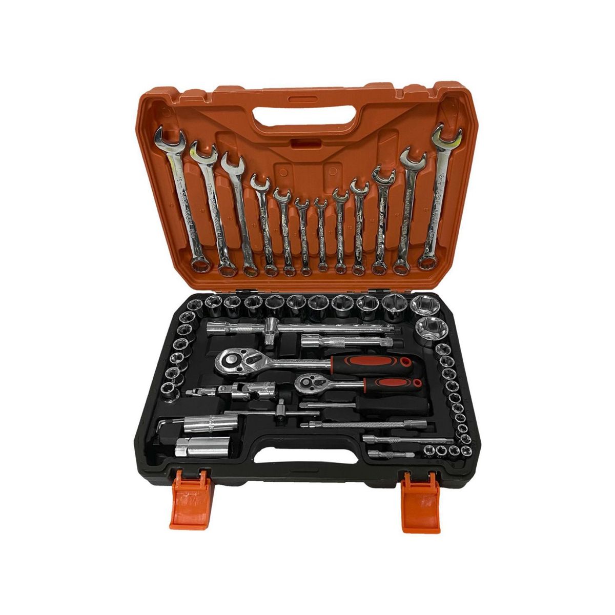 ASAKI - Juego de Llaves Ratchet + Dados 1/2" 1/4" 61 Piezas + Accesorios Asaki