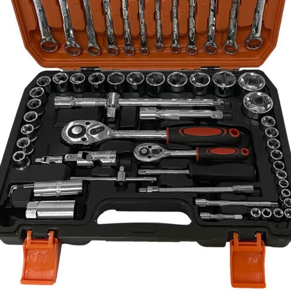 ASAKI - Juego de Llaves Ratchet + Dados 1/2" 1/4" 61 Piezas + Accesorios Asaki