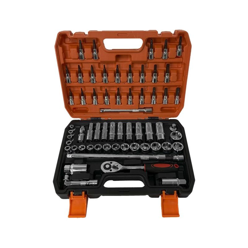 ASAKI - Juego de Llaves Ratchet + Dados 3/8" + Accesorios Asaki 61 Piezas 