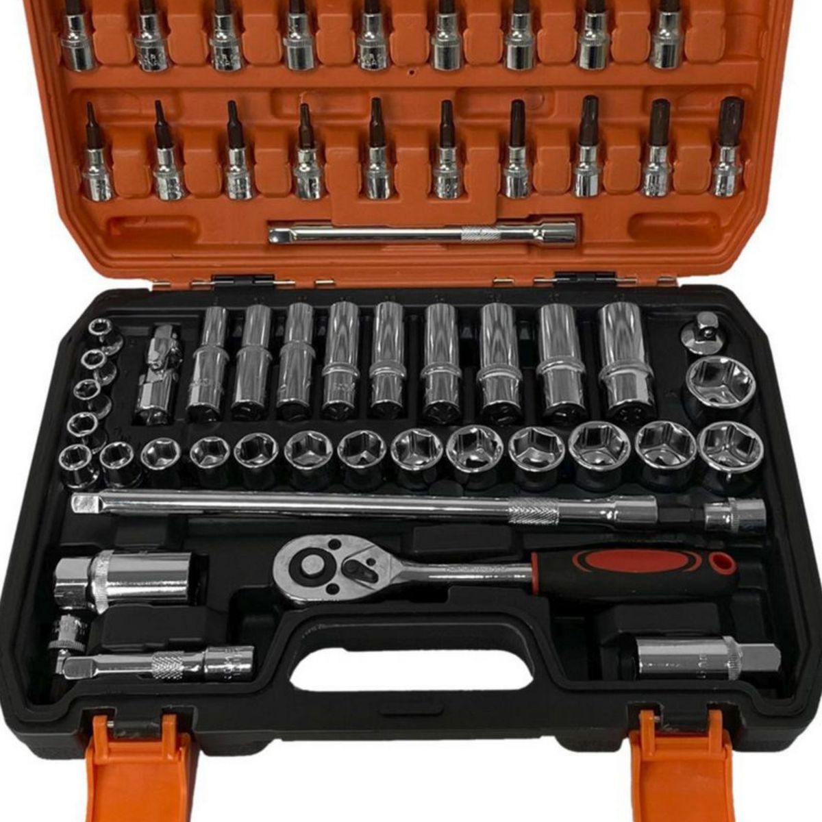 ASAKI - Juego de Llaves Ratchet + Dados 3/8" + Accesorios Asaki 61 Piezas