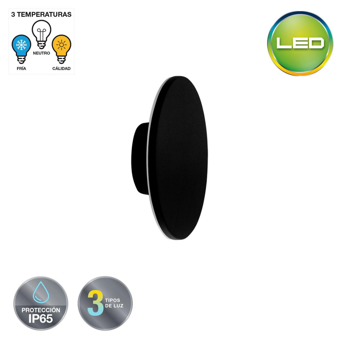 LIGHTECH - Braquete de Pared Exterior Eclipse LED 3 Tonos 9W