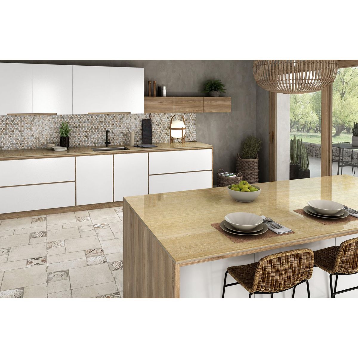 INTERMATEX - Porcelanato Beige 60x60 Marmoladas Brillante 1 m2