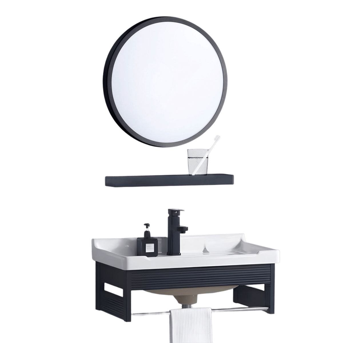 AMERICAN FURNITURE - Vanitorio Aitana + Espejo + Repisa Blanco 60cm