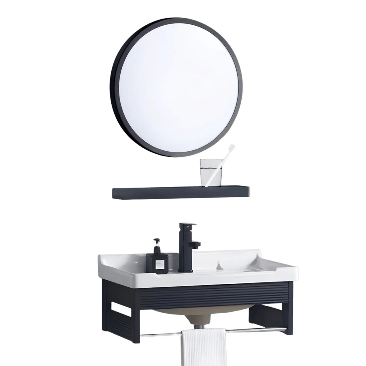 AMERICAN FURNITURE - Vanitorio Aitana + Espejo + Repisa Blanco 60cm