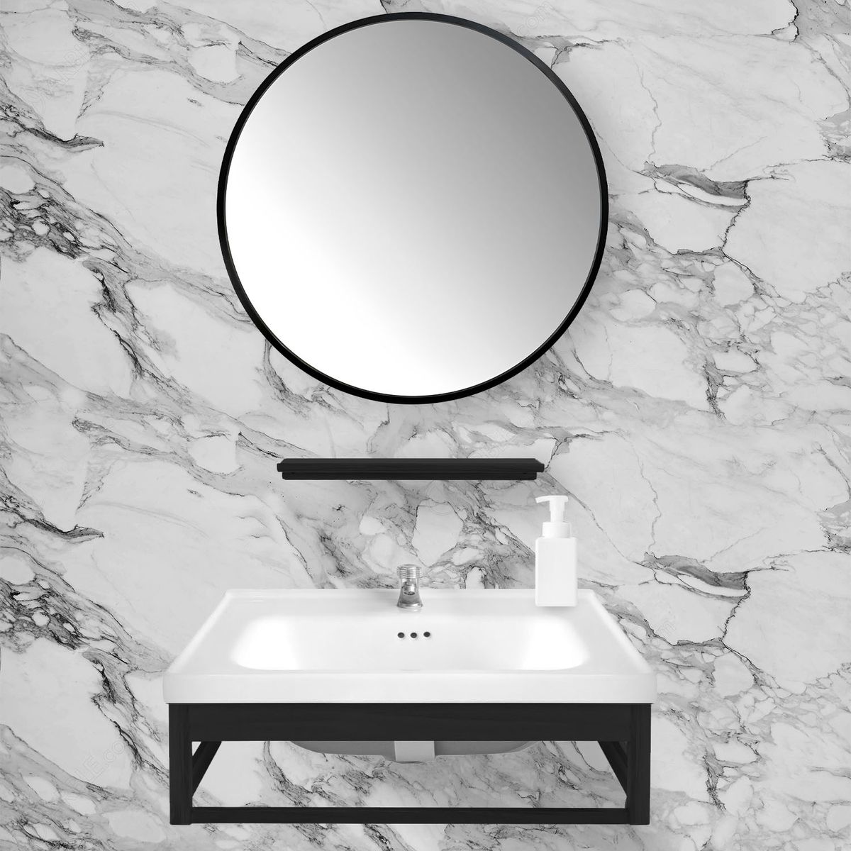 AMERICAN FURNITURE - Vanitorio Aitana + Espejo + Repisa Blanco 60cm