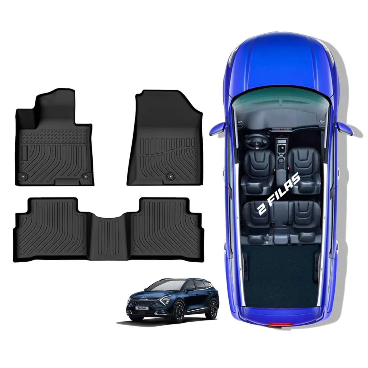 TECGO - Protector Cubre Piso 5D TPE KIA SPORTAGE 2023