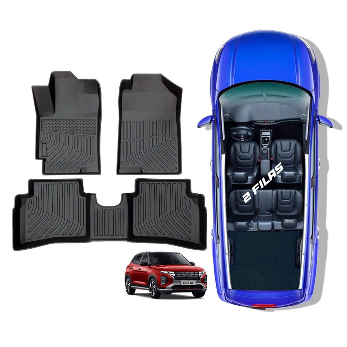 TECGO - Protector Cubre Piso 5D TPE HYUNDAI CRETA 2020-2023