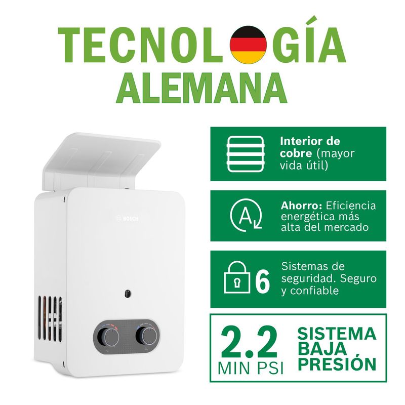 BOSCH - Terma a Gas Bosch GLP Vital 5.5L Baja Presión + Kit