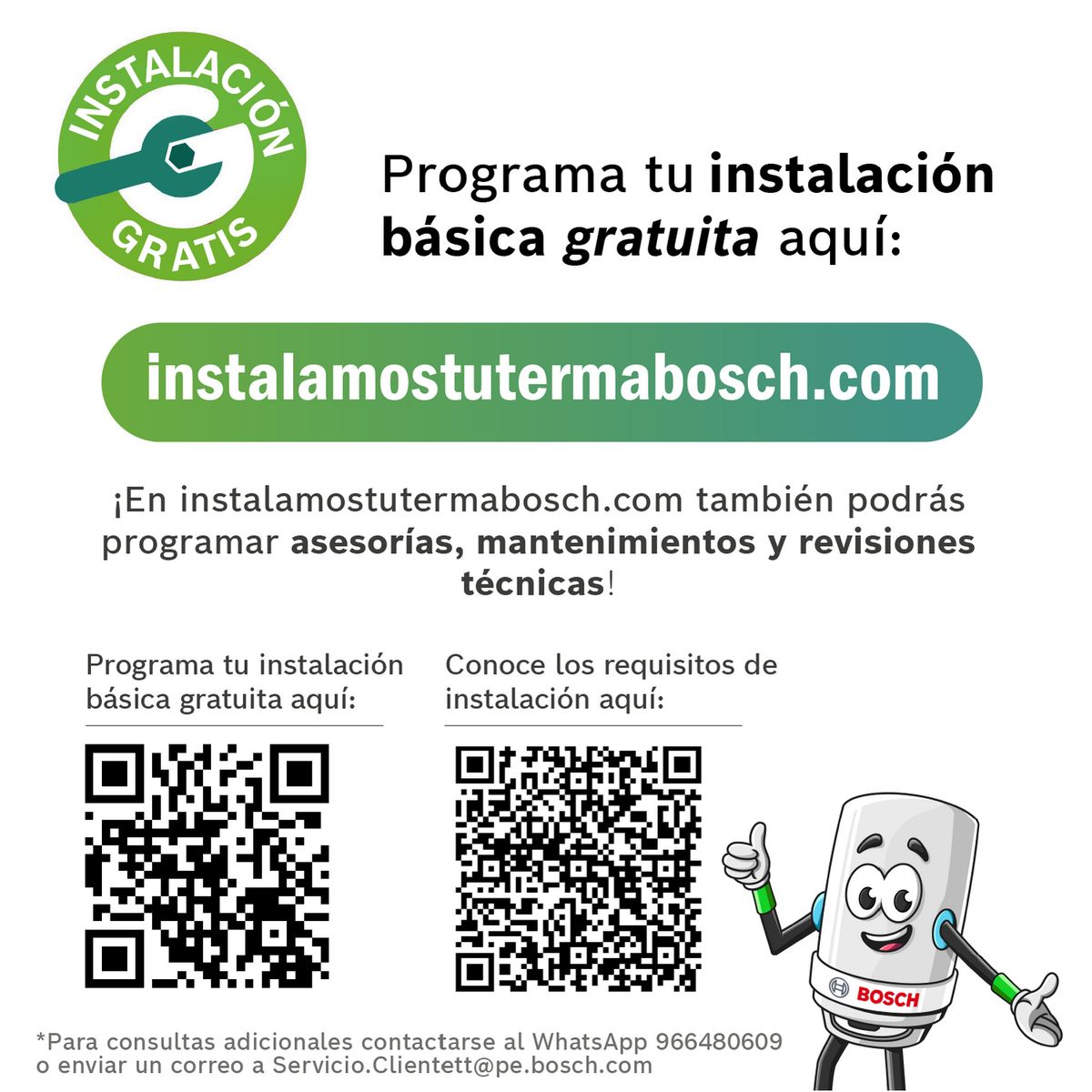 BOSCH - Terma a Gas Bosch GLP Vital 5.5L Baja Presión + Kit