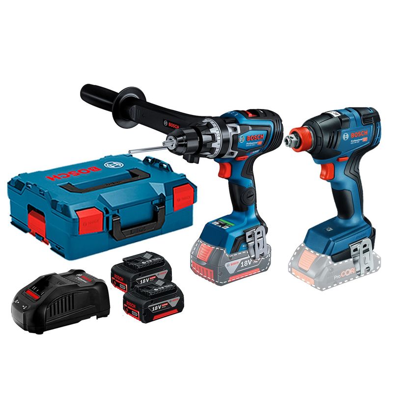 BOSCH - Taladro Atornillador Inalámbrico  Bosch 1/2" GSB 18V-150 C + Llave de impacto Bosch GDX 18V-200 + 2 Baterías + Cargador + Maletín Bosch