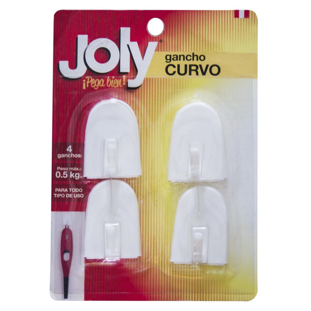 JOLLY - Gancho Curvo Blanco x 4 unid.