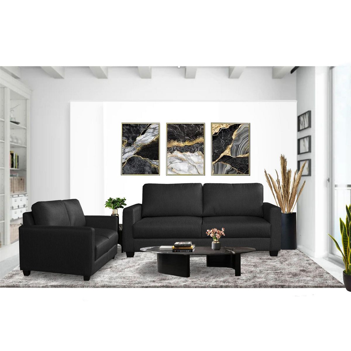 CASA BELLA - Juego de Sala 3-2 Cuerpos Milan Negro