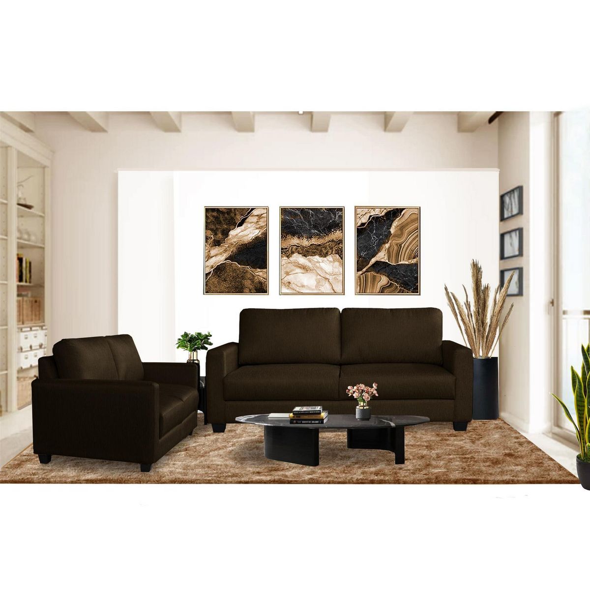 CASA BELLA - Juego de Sala 3-2 Cuerpos Milan Marrón