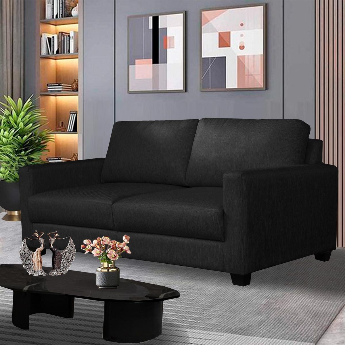 CASA BELLA - Sofá 3 Cuerpos Milan Negro