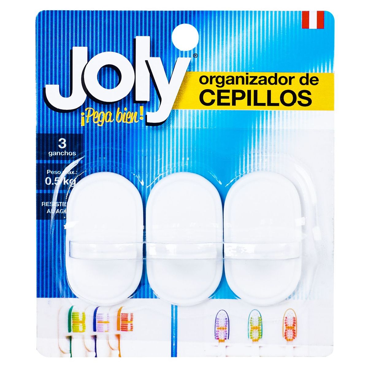 JOLY - Set x3 Porta Cepillos Plástico Adhesivo