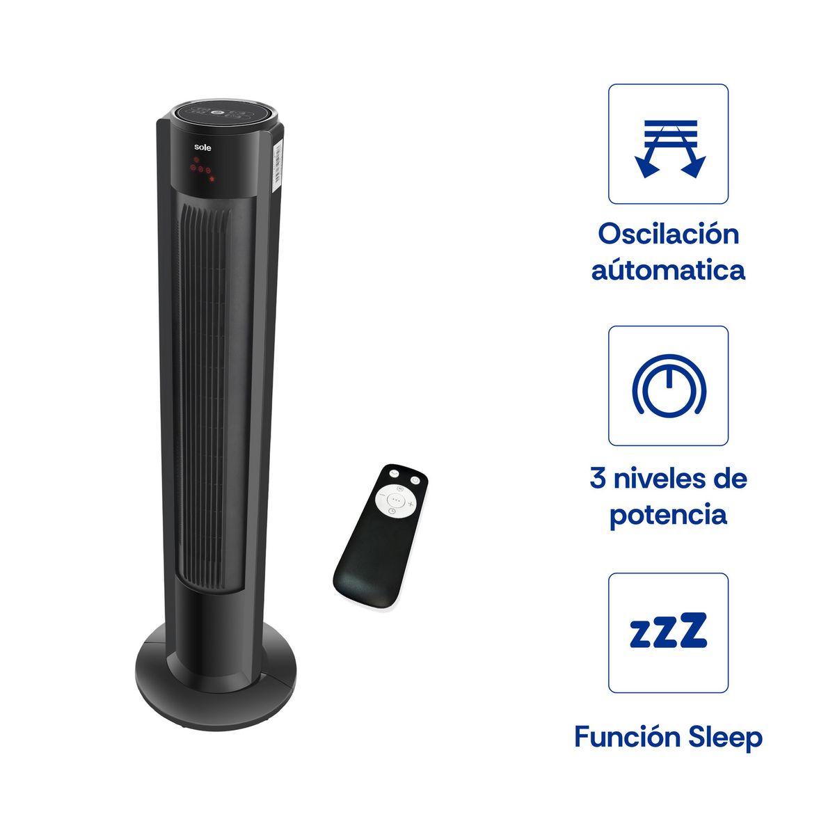 SOLE - Ventilador Sole Tipo Torre 106 Cm