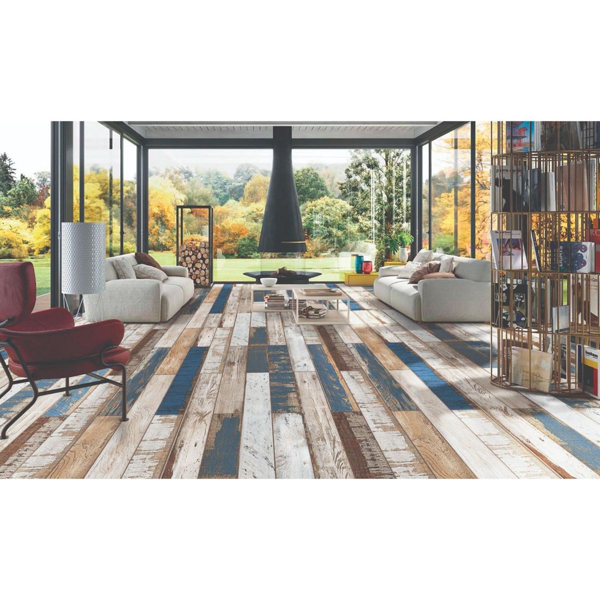 KLIPEN - Porcelanato Azul Maderado 20x120cm 1.44m2 Forest