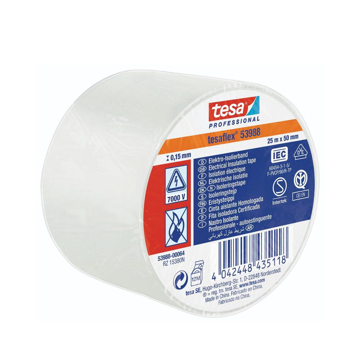 TESA - Cinta aislante Tesa Tesaflex 25MX50MM Blanco