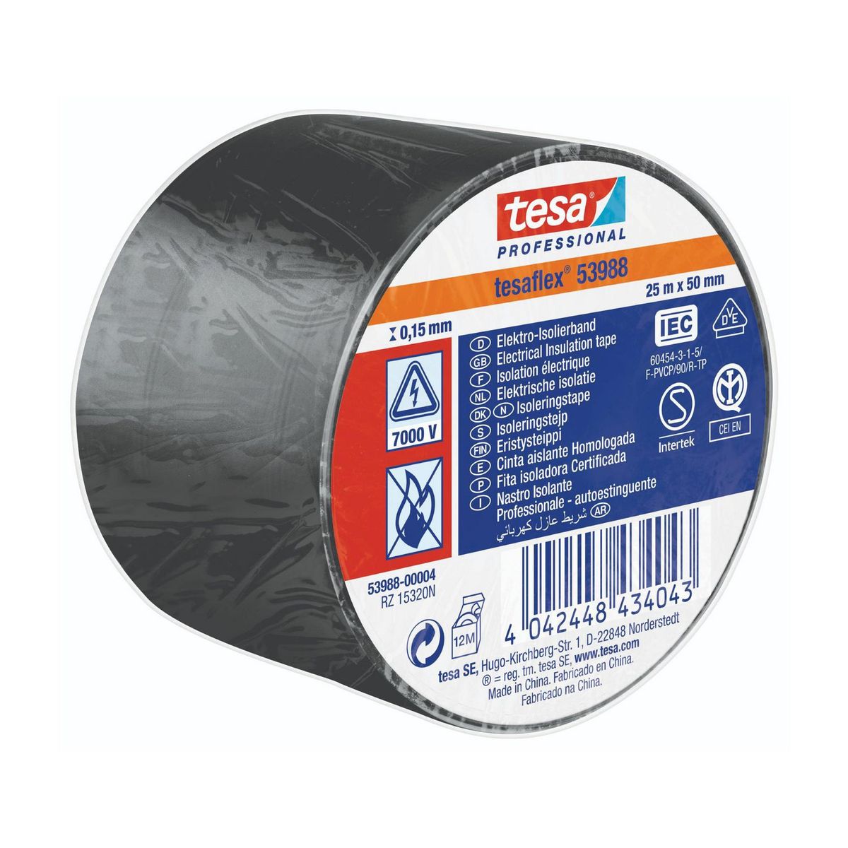 TESA - Cinta Aislante Tesaflex 25MX50MM Negro