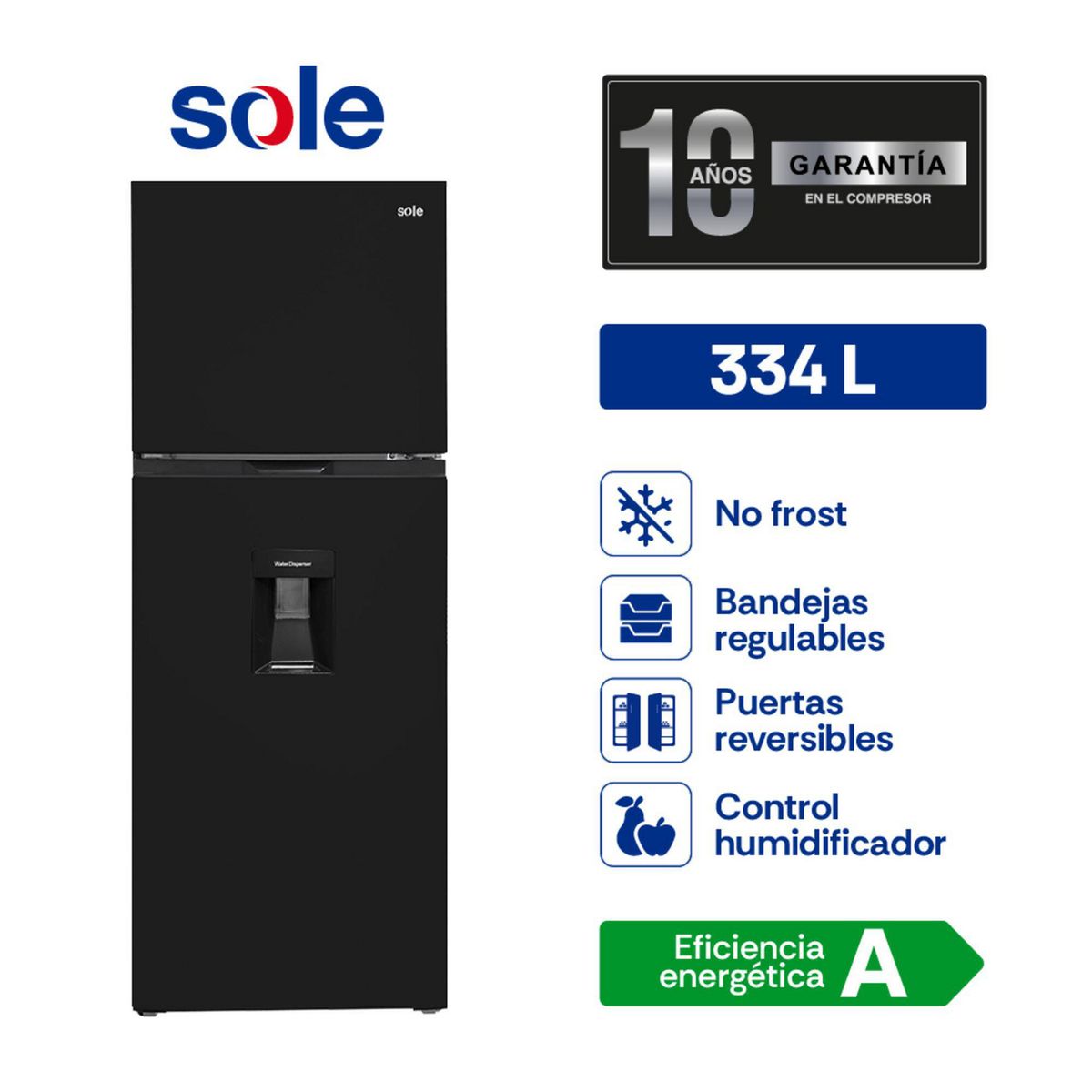 SOLE - Refrigeradora Sole 3120Solref334N 334 L