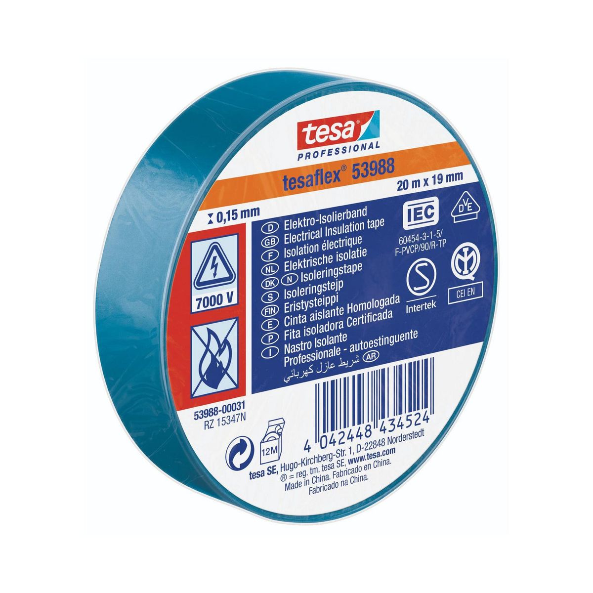 TESA - Cinta aislante Tesa Tesaflex 20MX19MM Azul