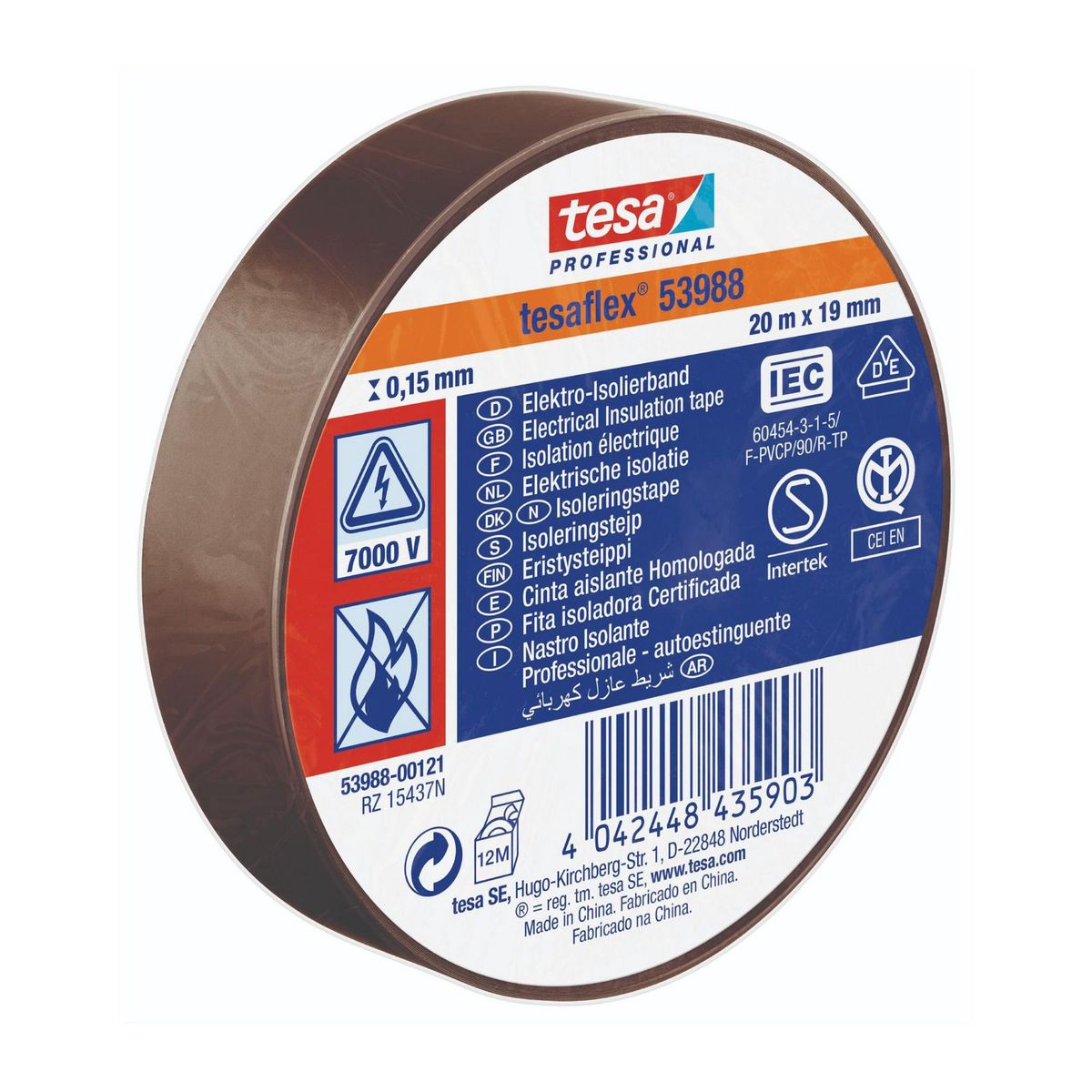 TESA - Cinta aislante Tesa Tesaflex 20MX19MM Marron