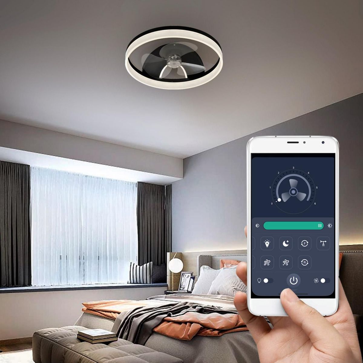 LIGHTECH - Ventilador Plafon Smart 30W Negro