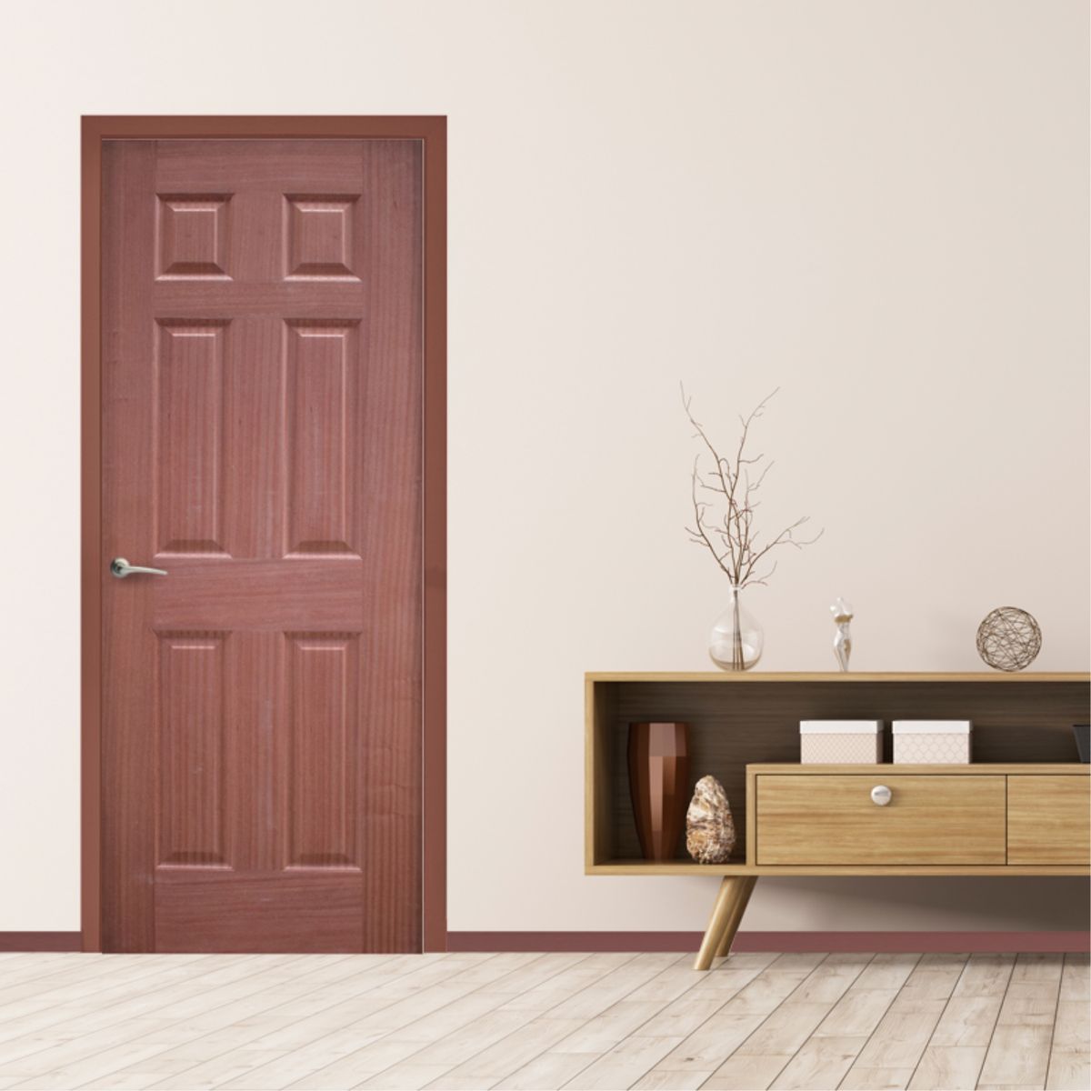 DIMFER - Puerta Interior HDF Enchape con Travesaño Premium Kala EC32STD 40x850x2070
