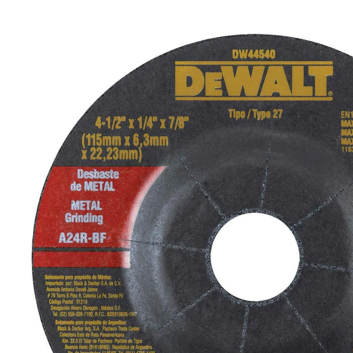 DEWALT - Caja de 25 Discos Desbaste para metal 4-1/2X1/4