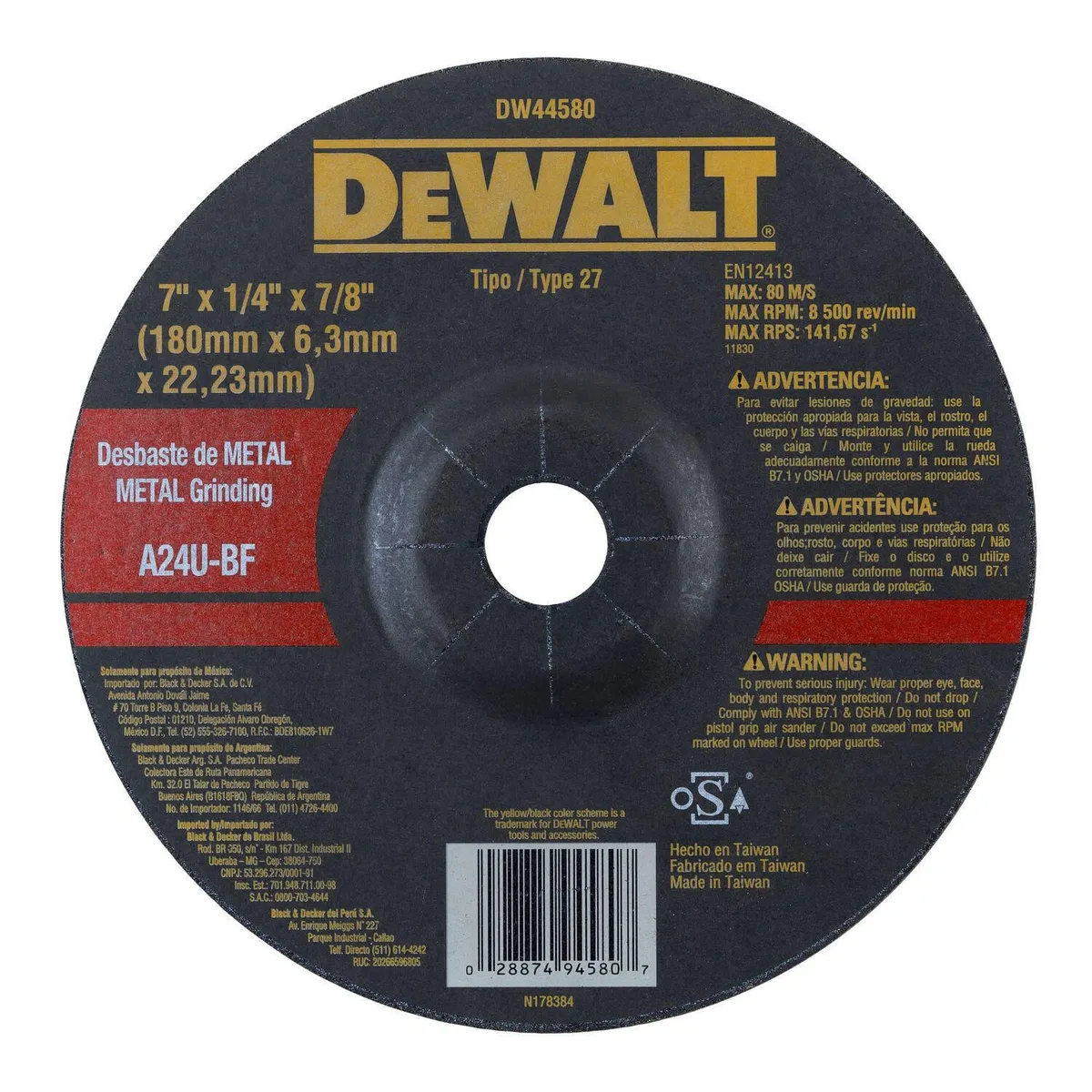 DEWALT - Caja de 25 Discos Desbaste 7x1/4