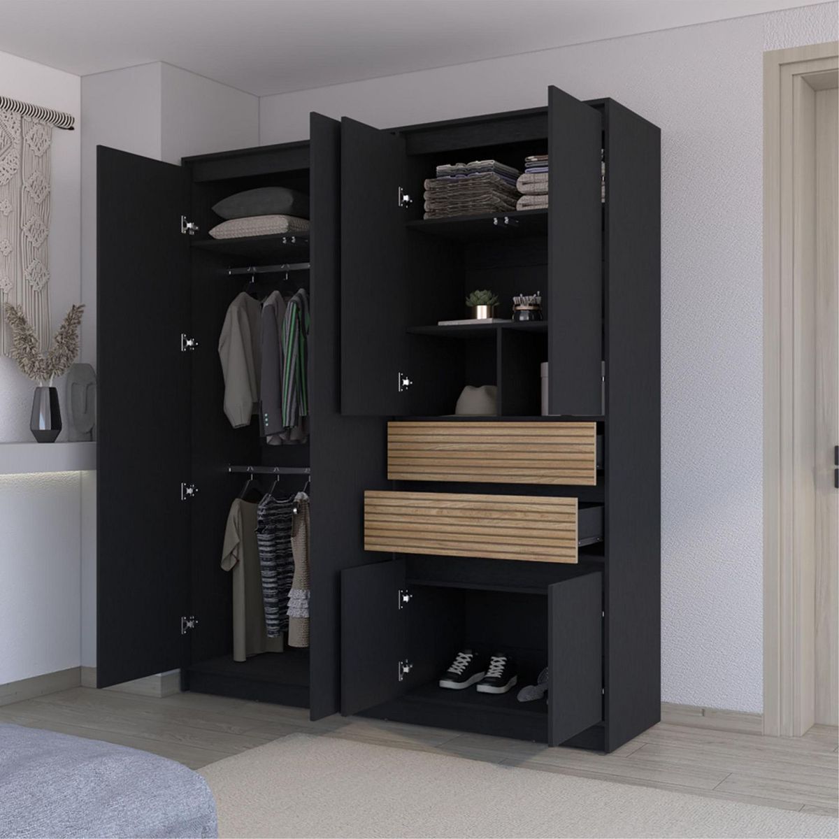 TUHOME - Ropero 6 Puertas 2 Cajones Austin