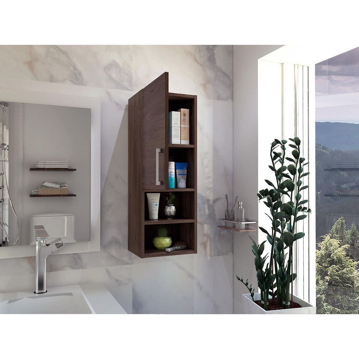 TUHOME - Mueble Auxiliar de Baño Barcelona Coñac