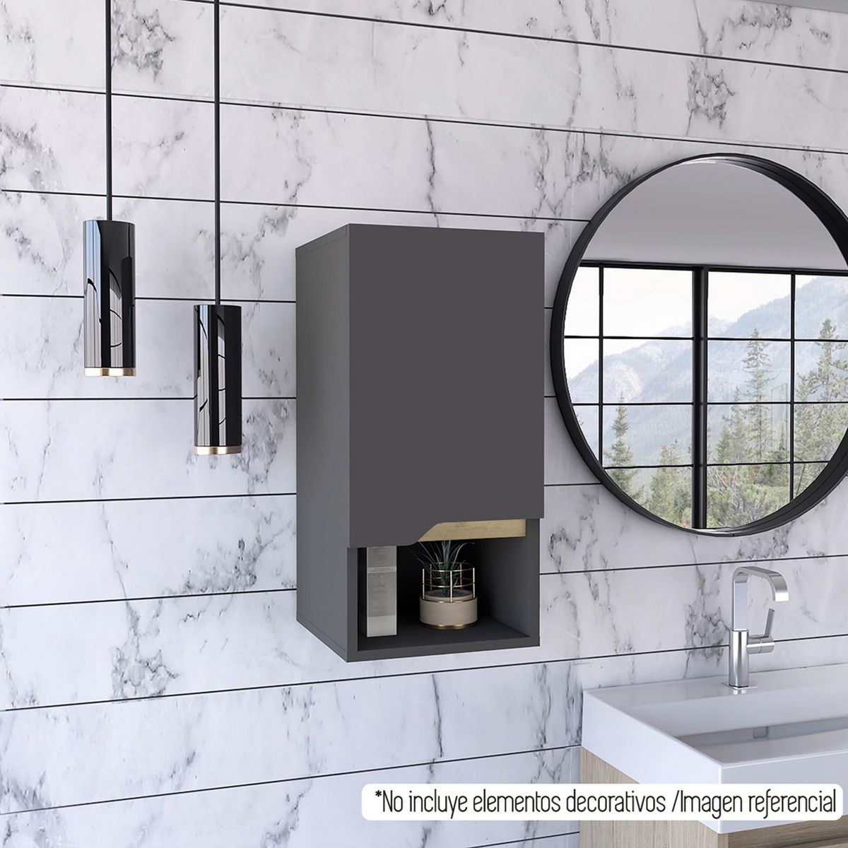 TUHOME - Mueble Auxiliar de Baño Colgante Laurent Plomo/Duna