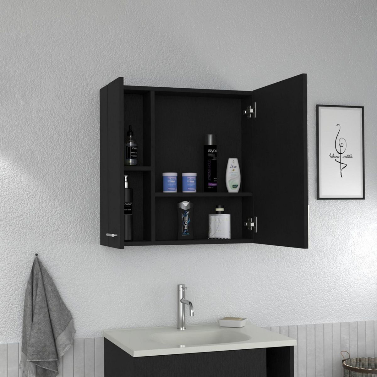 TUHOME - Botiquín Barcelona con Espejo Wengue