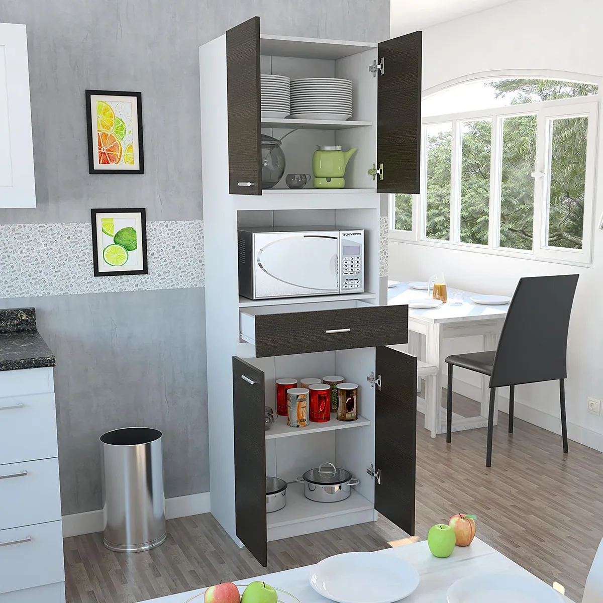 TUHOME - Mueble de Cocina Bau Blanco-Wengue