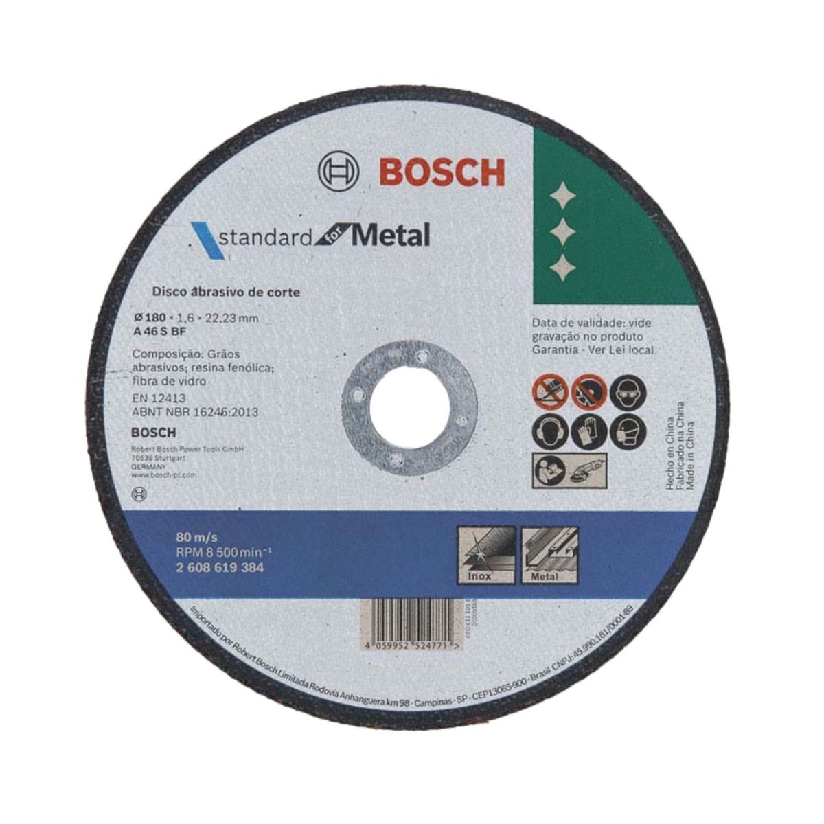 BOSCH - VE Caja de 25 Discos de Corte Bosch Standard for Metal 180x1,6mm