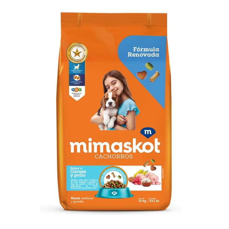 MIMASKOT - Mimaskot cachorro 15kg de Carne y pollo raza mediana y grande