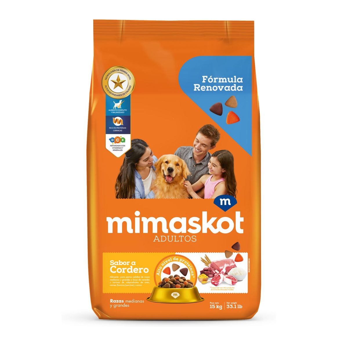 MIMASKOT - Comida para Perros Adultos Cordero y Cereal 15kg 