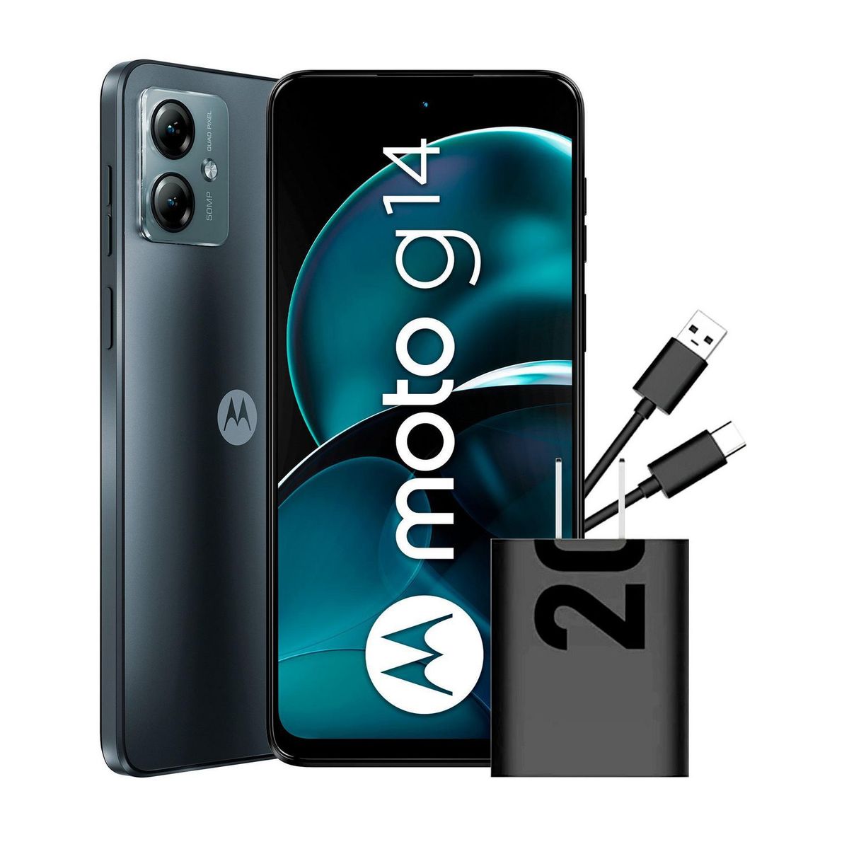 MOTOROLA - Celular Motorola G14 6.5" 4GB 128GB Gris Acero (Open Box)