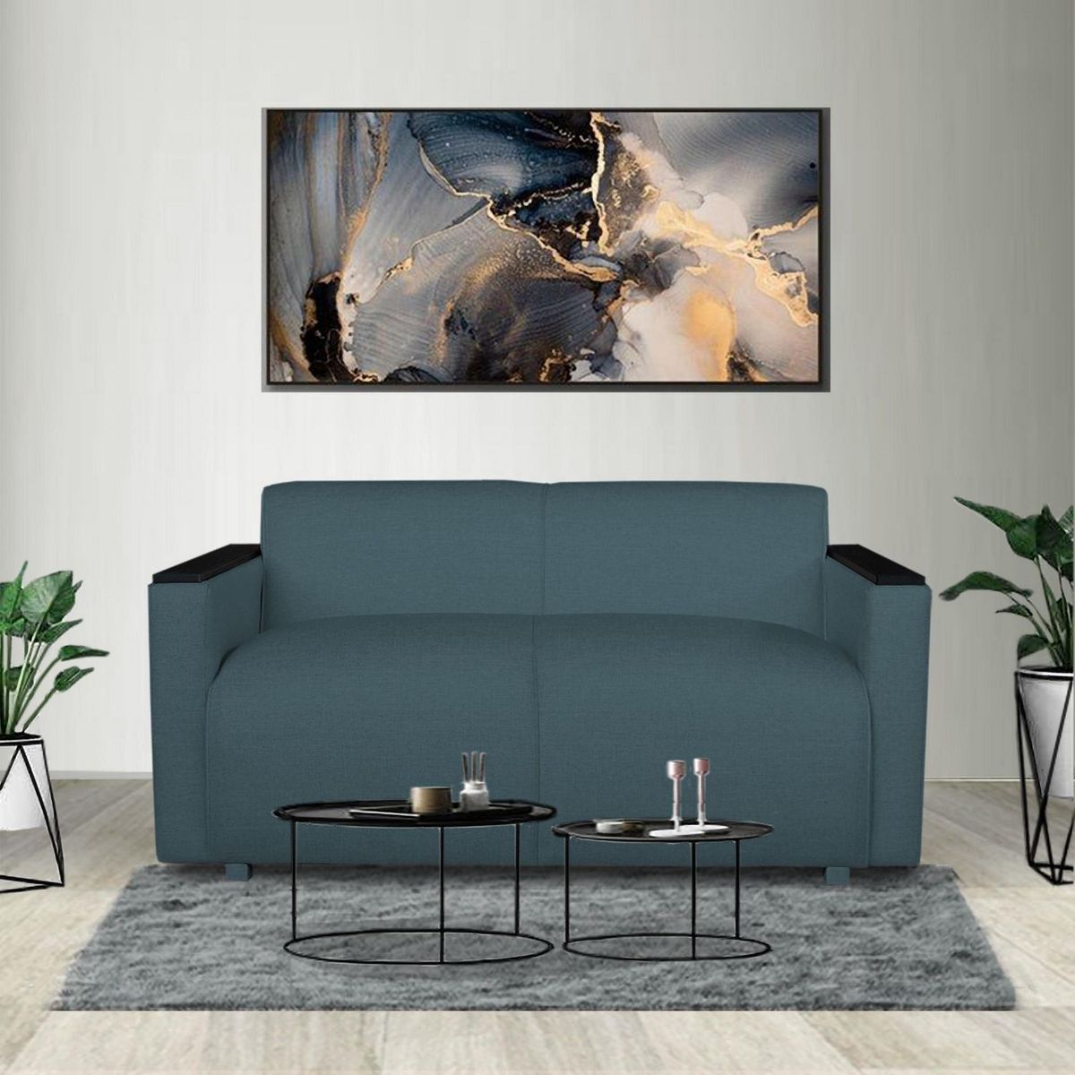 CASA BELLA - Sofá 2 Cuerpos Nepal Azul Acero