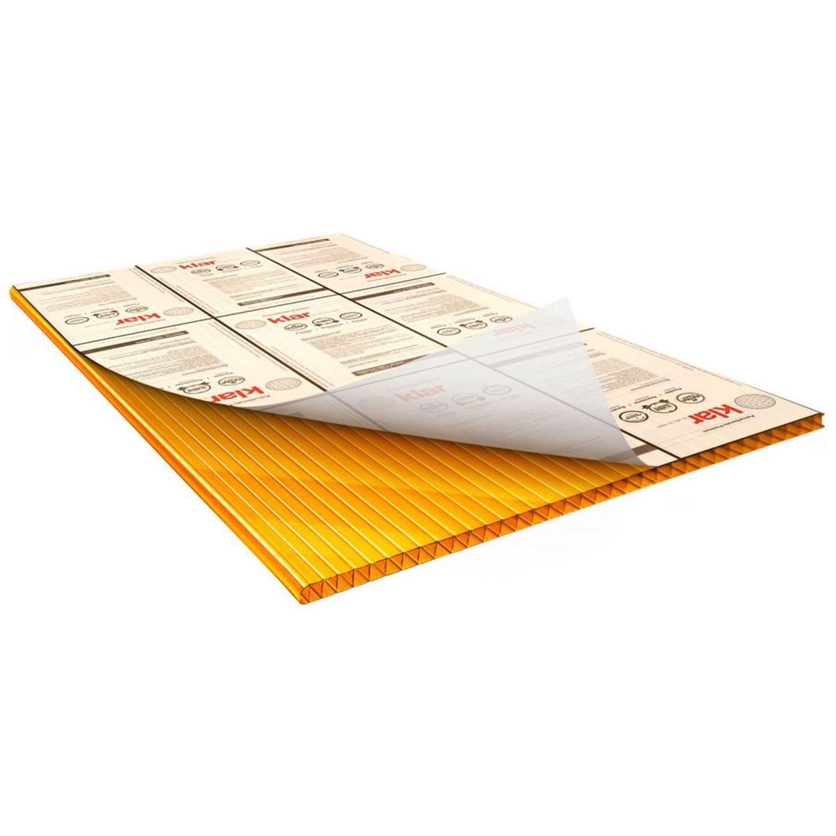 KLAR - Policarbonato Alv Naranja 1.05x2.9m 6mm Klar