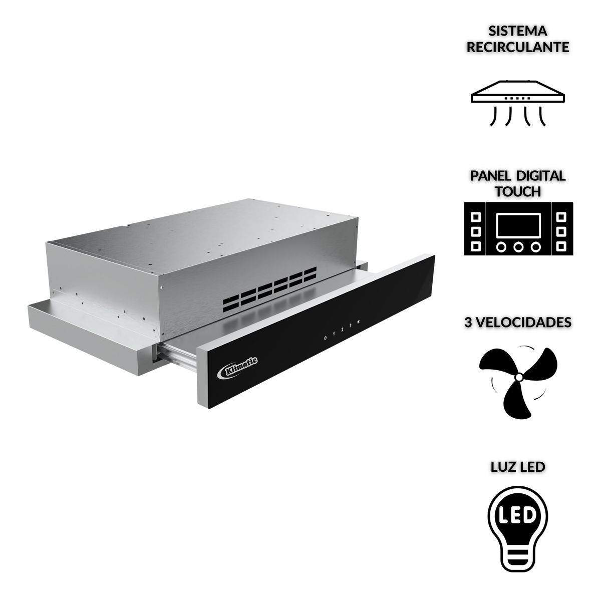 KLIMATIC - Campana Extractora Retráctil 60cm Breda Negro