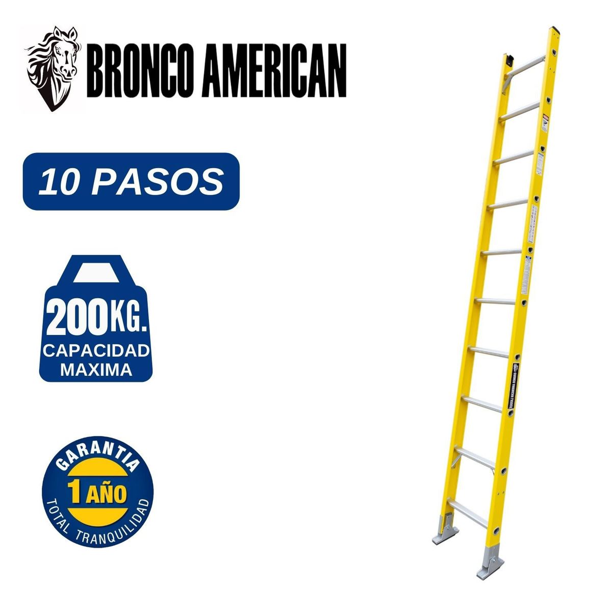  - Escalera Recta de Fibra de Vidrio 10 pasos