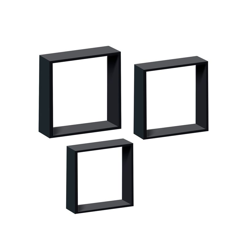 LUCANAS FURNITURE - Set 3 Repisas Flotantes Cubo 30X30X9Cm Negro