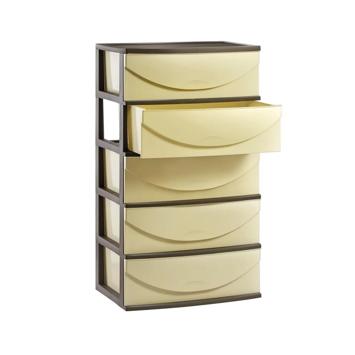 POLINPLAST - Cómoda Happy Plastica 5 Cajones  Marron y Crema