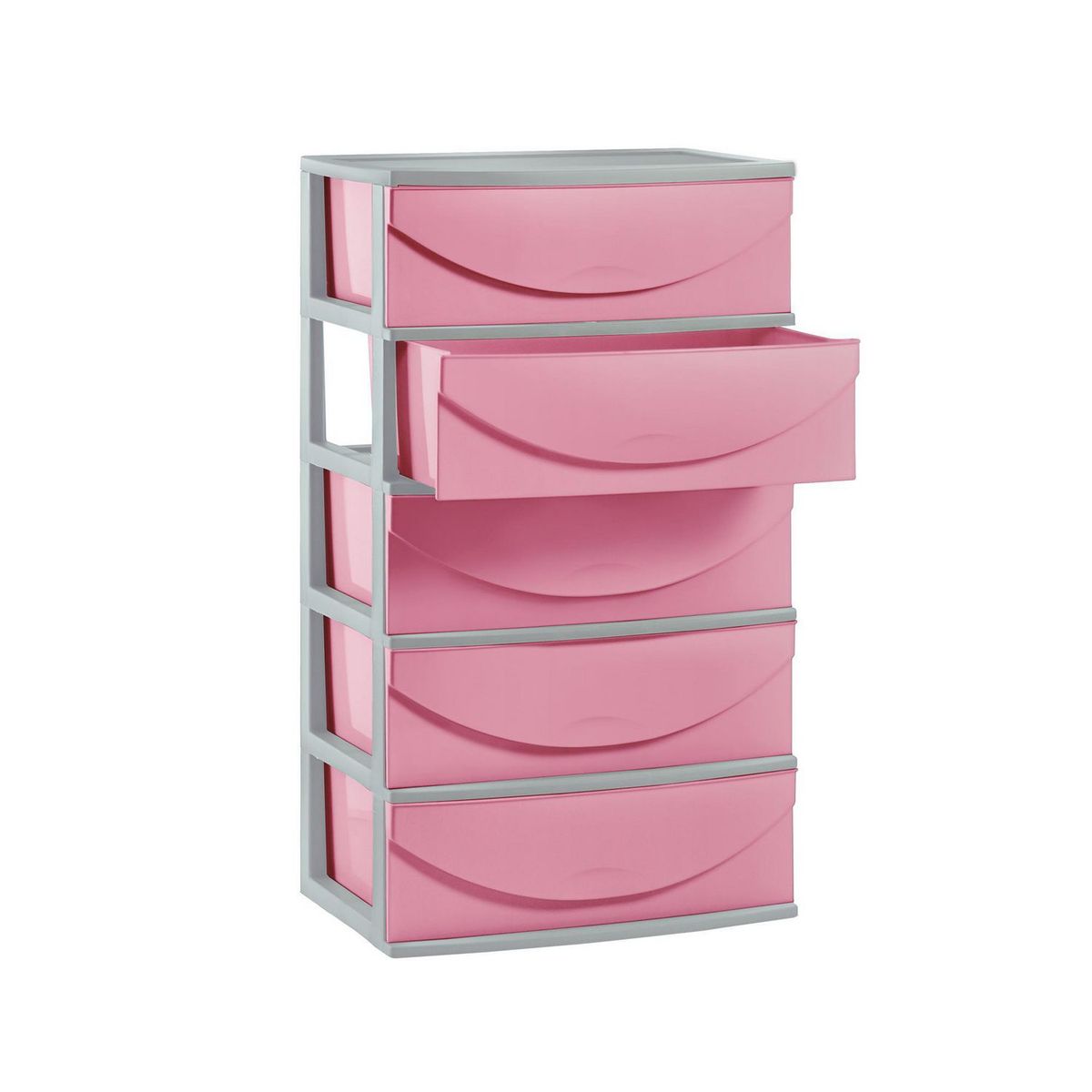 POLINPLAST - Cómoda Happy Plastica 5 Cajones Gris Rosado