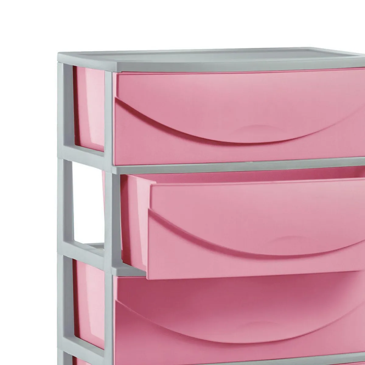 POLINPLAST - Cómoda Happy Plastica 5 Cajones Gris Rosado