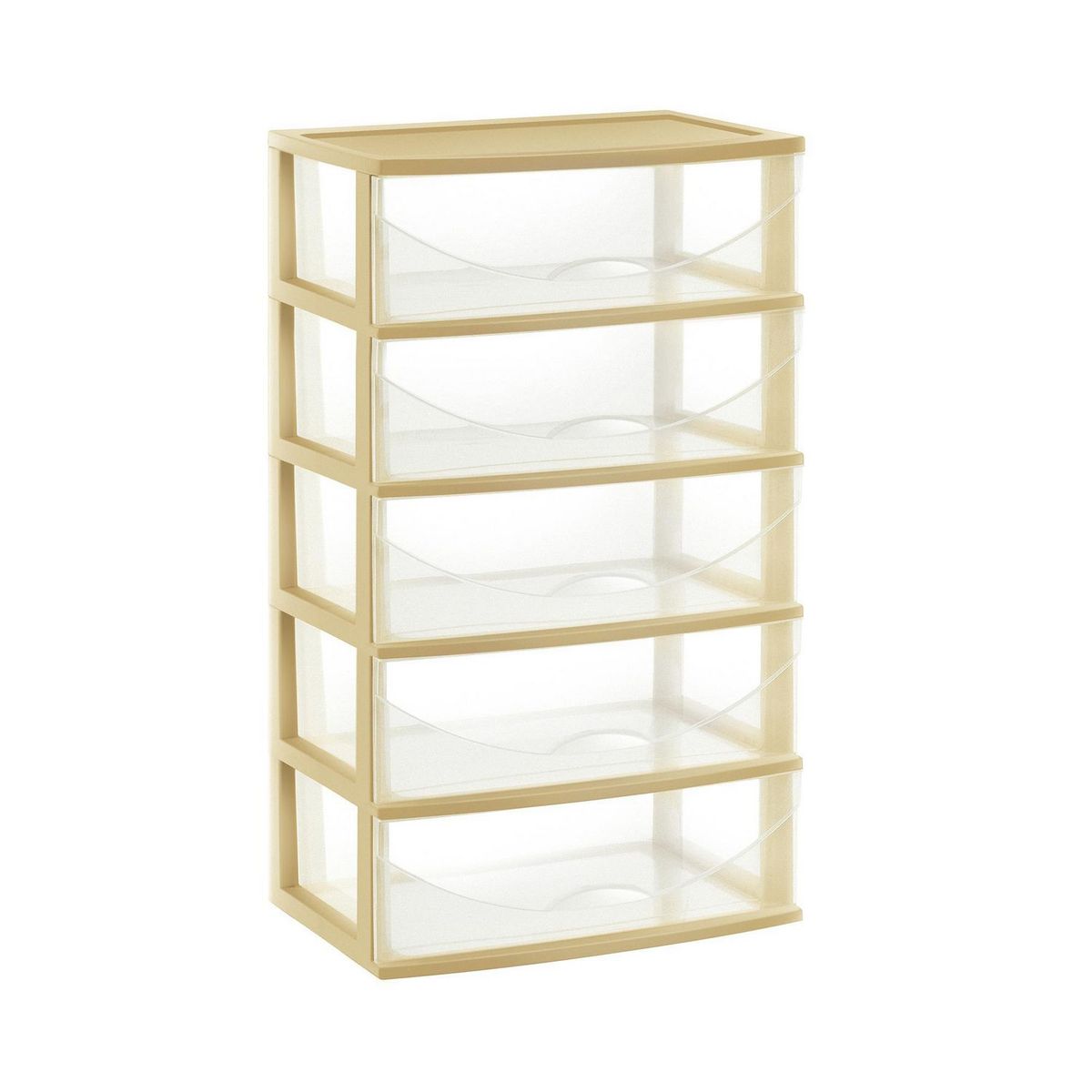 POLINPLAST - Cómoda Happy Plastica 5 Cajones Crema y Transparente