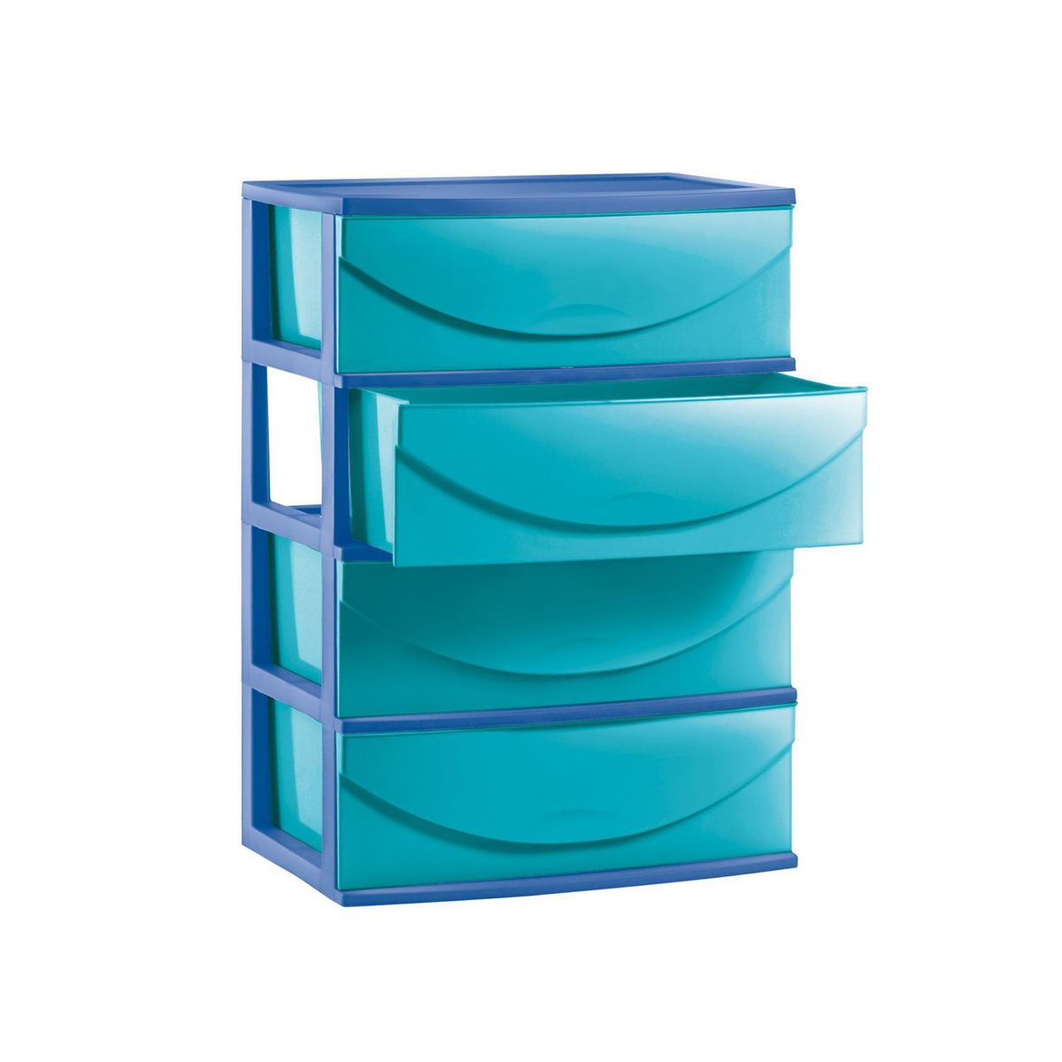 POLINPLAST - Cómoda 4 Cajones Happy Azul/Turquesa