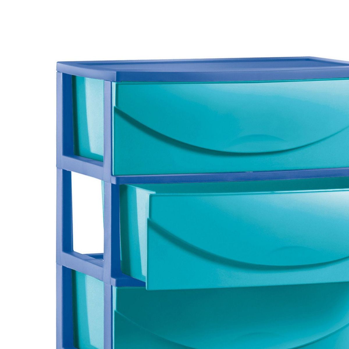 POLINPLAST - Cómoda 4 Cajones Happy Azul/Turquesa